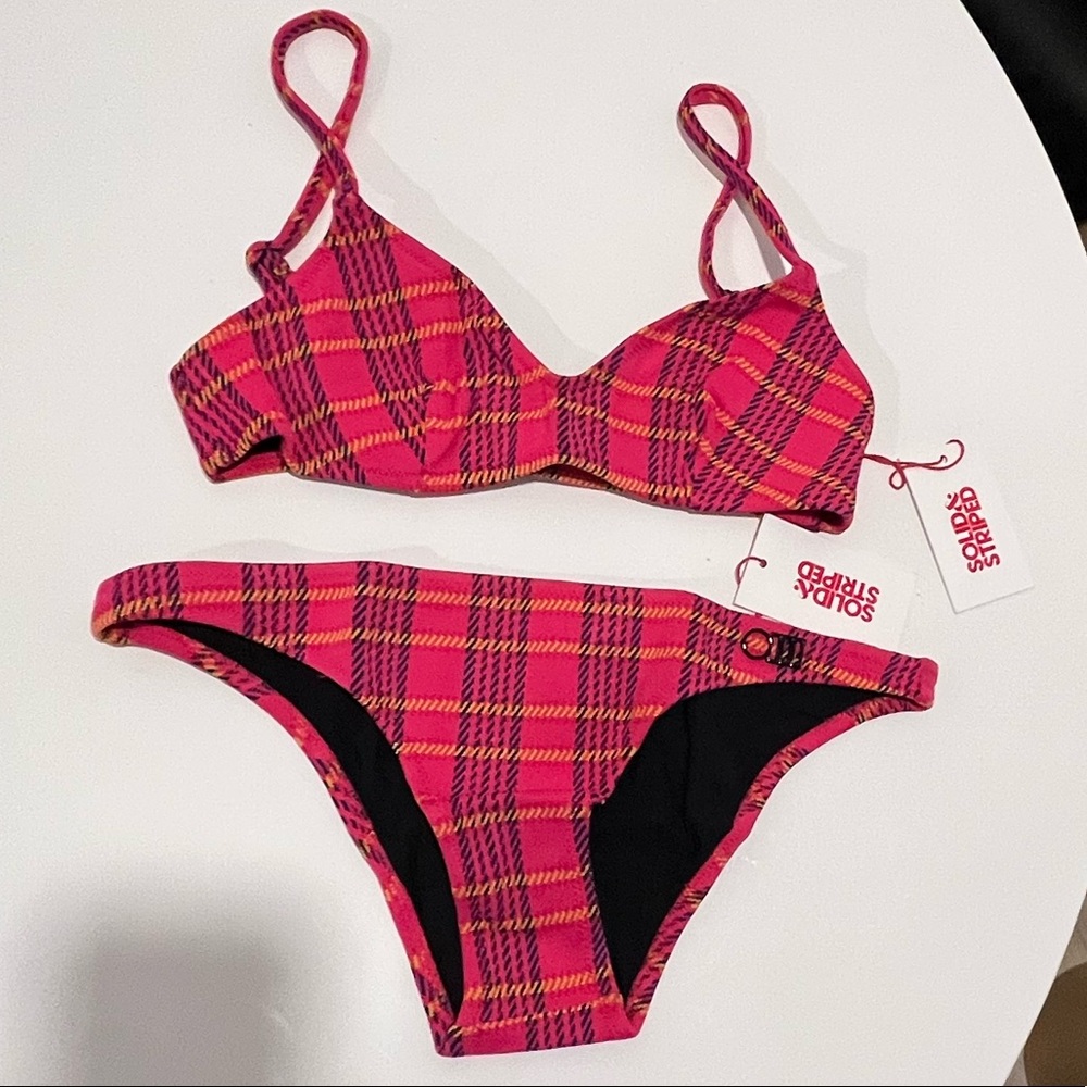 Solid & Striped Pink Madras Plaid Bikini